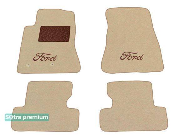 Двошарові килимки Sotra Premium Beige для Ford Mustang (mkVI) 2015→ - Фото 1