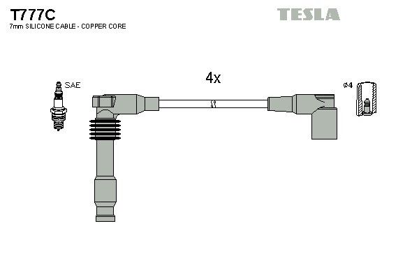 Дроти запалювання Tesla T777C для Chevrolet Captiva / Lacetti; Daewoo Evanda / Leganza / Nubira; Opel Astra / Omega / Sintra / Vectra (1.8 / 2.0 / 2.2 / 2.4) - Фото 2