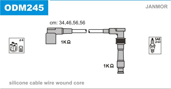 Дроти запалювання Janmor ODM245 для Opel Astra (F) 1.4 (X 14 XE) / Corsa (B) 1.4 16V (X 14 XE / C 14) - Фото 1