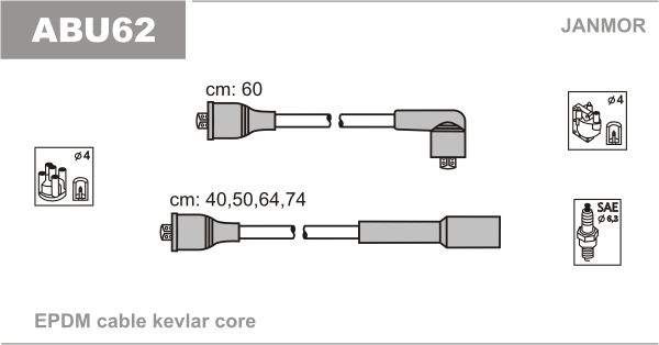 Дроти запалювання Janmor ABU62 для Audi A4 1.6 (ADP); Seat Cordoba 1.6 (AFT) / Toledo - Фото 1