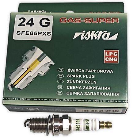 Свеча зажигания Iskra Gas Super 24G (SFE65PXS) - Фото 1