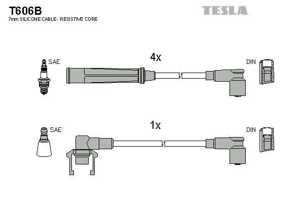 Дроти запалювання Tesla T606B для Volvo 340 / 360 (1.4) (B14.3E; B14.4S) - Фото 2