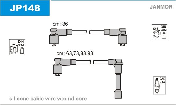Дроти запалювання Janmor JP148 для Toyota Celica 2.0 / 2.0 GT (18R-G) / 2.0 XT (18R) - Фото 1