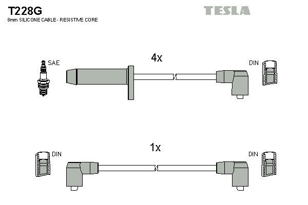 Дроти запалювання Tesla T228G для Ford Scorpio / Sierra (2.0) (N9C; N8C; NES; N9B; N9F; NRA; NRI; N9D) - Фото 2