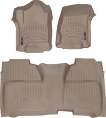Коврики Weathertech Beige для Chevrolet Silverado (double cab)(mkIII)(with 4x4 shifter)(with short console)(extended 2 row) 2014→