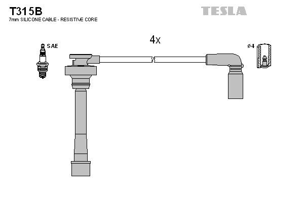 Дроти запалювання Tesla T315B для Great Wall Hover 2.4 (4G64S4M) - Фото 2