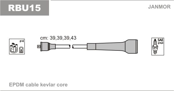 Дроти запалювання Janmor RBU15 для Renault Laguna 1.8 (F3P 670) / Megane 2.0 16V (F7R 710 / F7R 714) - Фото 1