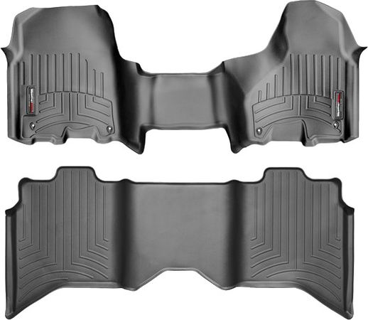 Коврики Weathertech Black для Dodge Ram (crew cab)(mkIV)(4 fixing hooks)(no 4x4 shifter)(with Armrest Console) 2012-2018 - Фото 1