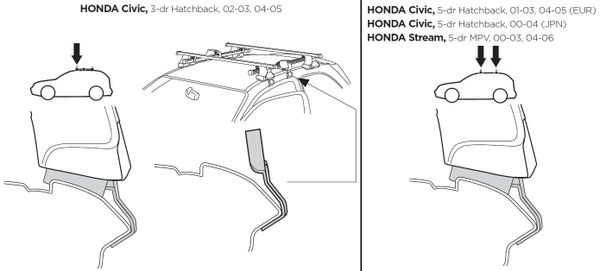 Монтажний комплект Thule 1228 для Honda Civic (hatch)(mkVII) 2001-2005; Stream (mkI) 2000-2006 - Фото 2
