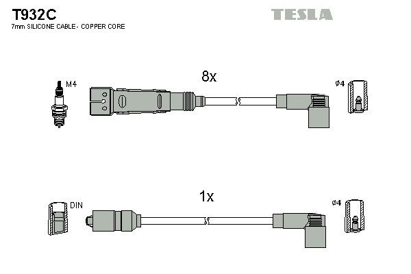 Дроти запалювання Tesla T932C для Mercedes-Benz S-Class (W126) / SL-Class (R107) (3.8 / 5.0) - Фото 2